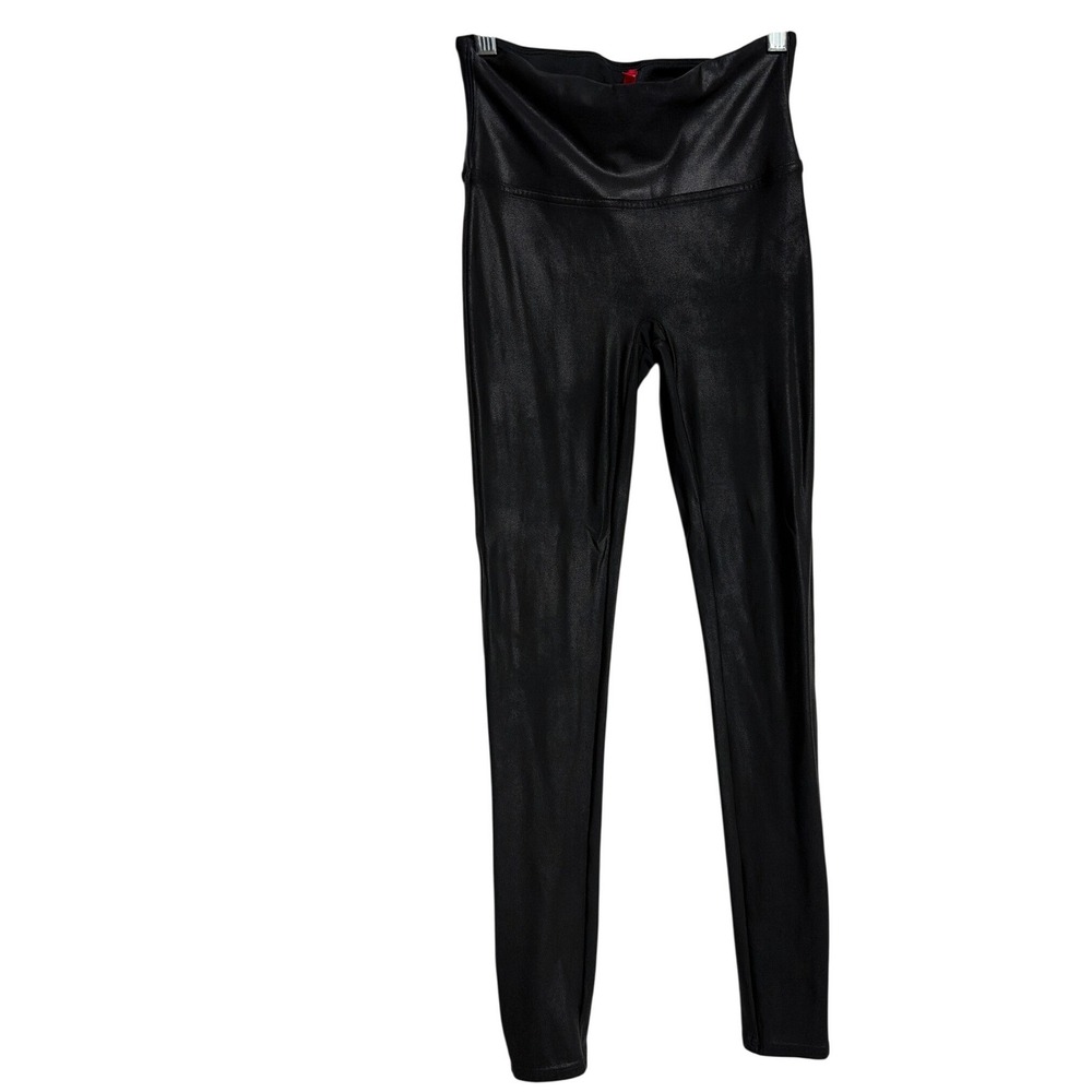 Spanx Faux Leather Leggings Black High Waist Shaping Skinny Pants Medium M